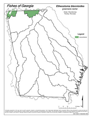 greenside darter Region Map