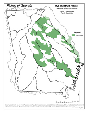 eastern silvery minnow Region Map