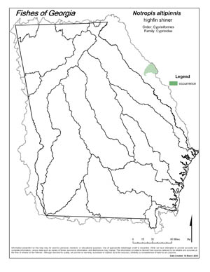 highfin shiner Region Map