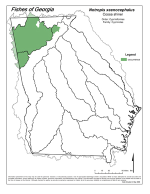 Coosa shiner Region Map