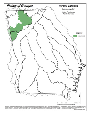 bronze darter Region Map