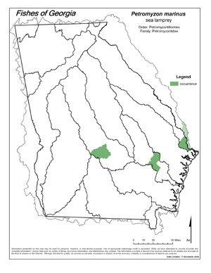 sea lamprey Region Map